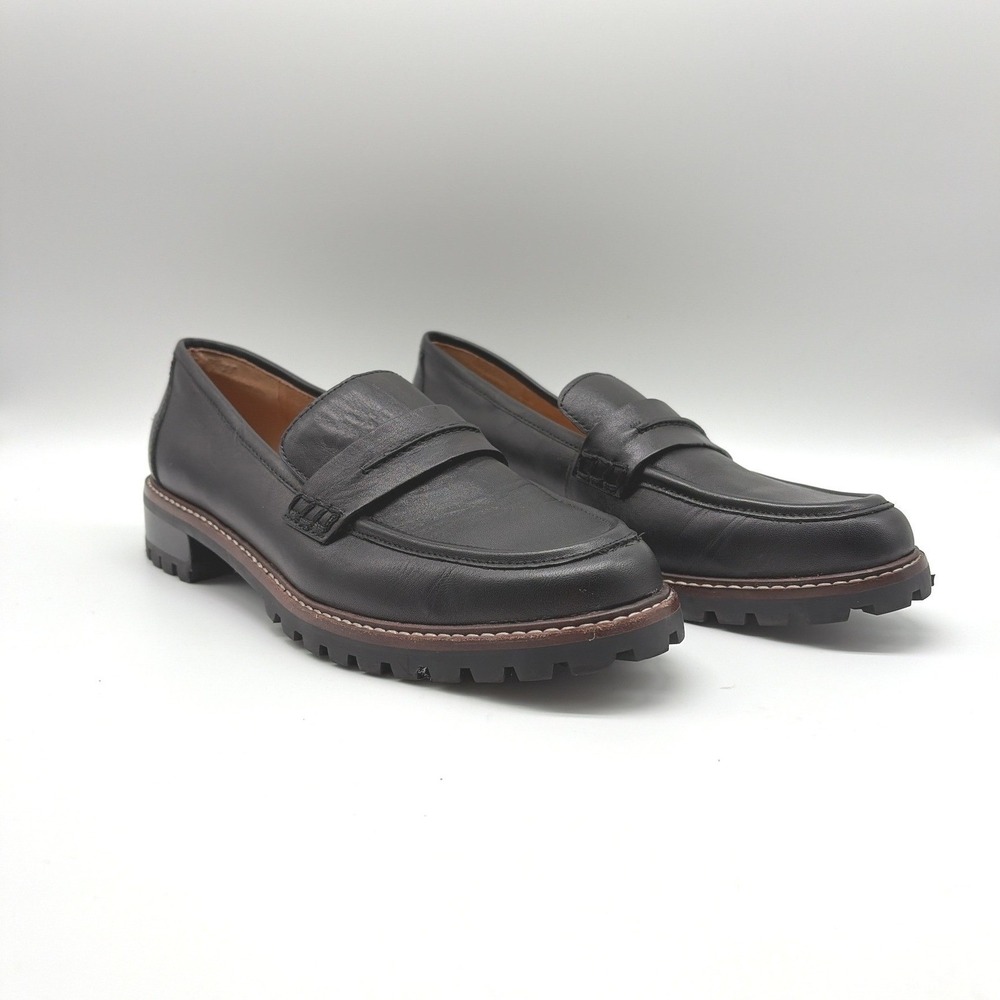 Madewell The Bradley Lugsole Penny Loafer Black Leather Shoes NE258 Women 8.5